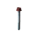 A product photo of CHROMAFIX Self Drilling Tek Screws painted in dark brown,