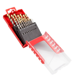 A HSS drill bit with a precision-ground tip and fluted shank, for drilling into metal and hard plastics.