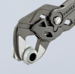 A pair of combination pliers with serrated flat jaws, a pipe-gripping section, and a side cutter, for general gripping work.
