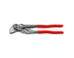 A pair of combination pliers with serrated flat jaws, a pipe-gripping section, and a side cutter, for general gripping work.