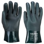A green workwear garment designed for use on construction sites and in industrial work environments.,