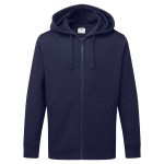 A navy blue sweatshirt featuring a full-length zip front, suitable for a wide range of outdoor and site work applications.
