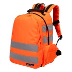 A high-visibility orange workwear garment featuring retroreflective tape panels, suitable for a wide range of outdoor and site work applications.