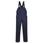 A navy blue workwear garment designed for use on construction sites and in industrial work environments.,