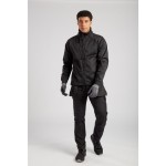 A black jacket featuring stretch panels for ease of movement, suitable for a wide range of outdoor and site work applications.