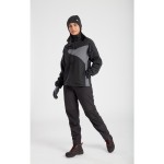 A pair of women's black work trousers featuring stretch panels for ease of movement, suitable for a wide range of outdoor and site work applications.