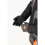 A pair of grey disposable nitrile gloves with a textured fingertip for grip, offering protection against chemicals and contaminants.