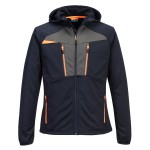 A navy blue workwear garment designed for use on construction sites and in industrial work environments.,