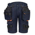 A navy blue workwear garment featuring functional pockets, suitable for a wide range of outdoor and site work applications.