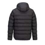 A black padded jacket featuring a warm thermal lining, suitable for a wide range of outdoor and site work applications.