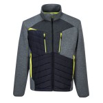A grey jacket designed for use on construction sites and in industrial work environments.,