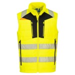 A high-visibility yellow workwear garment featuring retroreflective tape panels, suitable for a wide range of outdoor and site work applications.