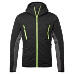 A black padded jacket featuring a warm thermal lining, suitable for a wide range of outdoor and site work applications.