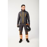 A grey padded jacket featuring a warm thermal lining, suitable for a wide range of outdoor and site work applications.