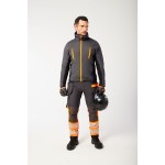 A grey padded jacket featuring a warm thermal lining, suitable for a wide range of outdoor and site work applications.