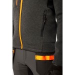 A grey workwear garment designed for use on construction sites and in industrial work environments.,