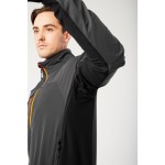 A grey jacket featuring stretch panels for ease of movement, suitable for a wide range of outdoor and site work applications.