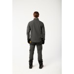 A grey jacket featuring stretch panels for ease of movement, suitable for a wide range of outdoor and site work applications.