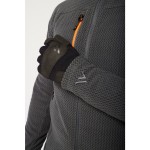 A grey workwear garment designed for use on construction sites and in industrial work environments.,