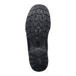 A black composite safety boot with an anti-slip sole and padded collar, designed for comfort and protection during extended site work.