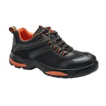 A blue safety trainer with a composite toecap, a cushioned insole, and a lightweight anti-slip sole, suitable for lighter-duty site work.