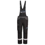 A black workwear garment featuring flame-resistant fabric, suitable for a wide range of outdoor and site work applications.