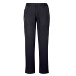 A pair of navy blue work trousers featuring flame-resistant fabric, suitable for a wide range of outdoor and site work applications.