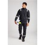 A black work shirt featuring a full-length zip front, flame-resistant fabric, suitable for a wide range of outdoor and site work applications.