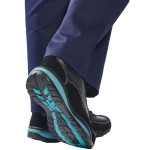 A black safety trainer with a composite toecap, a cushioned insole, and a lightweight anti-slip sole, suitable for lighter-duty site work.