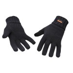 A pair of thermal-lined work gloves with a textured grip palm and an elasticated wrist, for use in cold weather conditions.