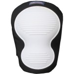 A pair of foam-padded knee pads with adjustable straps, designed to protect the knees during kneeling work.