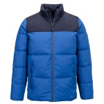 A navy blue padded jacket featuring a warm thermal lining, suitable for a wide range of outdoor and site work applications.