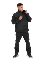 A black workwear garment featuring a full-length zip front, suitable for a wide range of outdoor and site work applications.