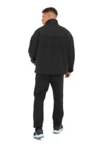 A black workwear garment featuring a full-length zip front, suitable for a wide range of outdoor and site work applications.