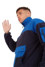A navy blue workwear garment featuring a full-length zip front, suitable for a wide range of outdoor and site work applications.