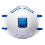 An FFP2-rated disposable dust mask with a moulded face piece and nose wire, offering protection against medium-level dust and particulates.
