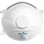 An FFP3-rated disposable respirator with a moulded cup shape and an exhalation valve, providing high-filtration protection against fine dust and particles.