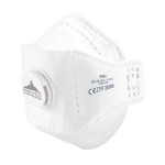 An FFP3-rated disposable respirator with a moulded cup shape and an exhalation valve, providing high-filtration protection against fine dust and particles.