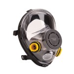 A moulded disposable dust mask with a nose clip and elasticated headbands, designed to filter airborne particulates during dusty work.