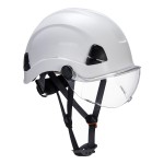 A protective face visor with a clear scratch-resistant polycarbonate shield and adjustable headband, offering full-face protection during grinding or chemical handling.