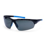 A pair of safety spectacles with clear impact-resistant lenses and adjustable side arms, for eye protection during site work.