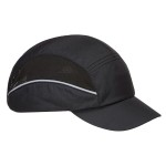A black bump cap with a lightweight internal protective shell, designed to protect against minor head bumps and scrapes.