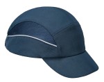 A navy blue bump cap with a lightweight internal protective shell, designed to protect against minor head bumps and scrapes.