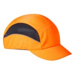 A orange bump cap with a lightweight internal protective shell, designed to protect against minor head bumps and scrapes.