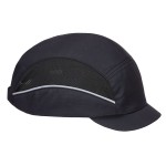 A black bump cap with a lightweight internal protective shell, designed to protect against minor head bumps and scrapes.