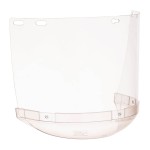 A protective face visor with a clear scratch-resistant polycarbonate shield and adjustable headband, offering full-face protection during grinding or chemical handling.