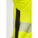 A high-visibility yellow work shirt featuring retroreflective tape panels, suitable for a wide range of outdoor and site work applications.