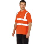 A high-visibility yellow polo shirt featuring retroreflective tape panels, suitable for a wide range of outdoor and site work applications.