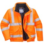 A high-visibility orange jacket featuring retroreflective tape panels, suitable for a wide range of outdoor and site work applications.