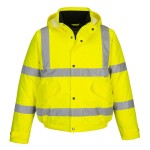 A high-visibility yellow jacket featuring retroreflective tape panels, suitable for a wide range of outdoor and site work applications.